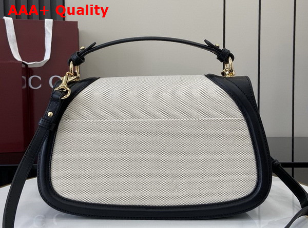 Gucci Blondie Medium Top Handle Bag in Natural Canvas and Black Leather Trim 815716 Replica