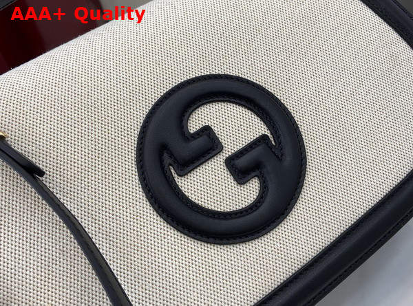 Gucci Blondie Medium Top Handle Bag in Natural Canvas and Black Leather Trim 815716 Replica