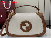 Gucci Blondie Medium Top Handle Bag in Natural Canvas and Brown Leather Trim 815716 Replica