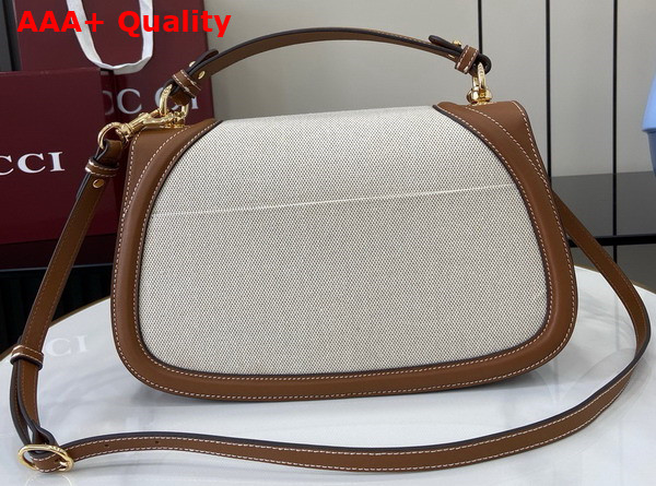 Gucci Blondie Medium Top Handle Bag in Natural Canvas and Brown Leather Trim 815716 Replica