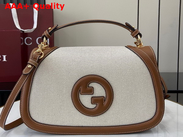 Gucci Blondie Medium Top Handle Bag in Natural Canvas and Brown Leather Trim 815716 Replica