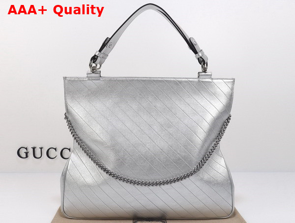 Gucci Blondie Medium Tote Bag in Silver Lame Leather 751516 Replica