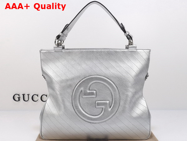 Gucci Blondie Medium Tote Bag in Silver Lame Leather 751516 Replica