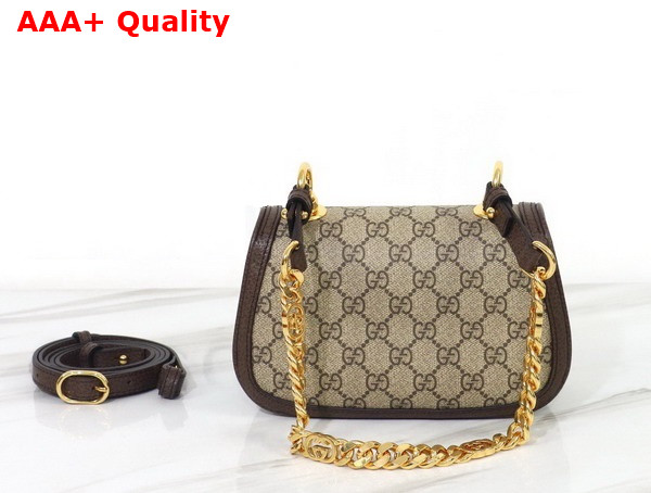 Gucci Blondie Mini Shoulder Bag in Biege and Ebony GG Supreme Canvas 724645 Replica