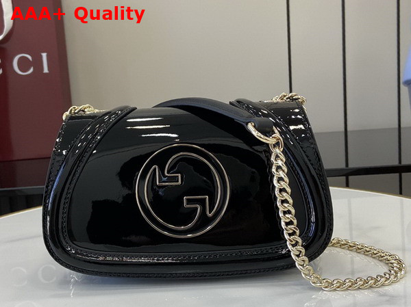 Gucci Blondie Mini Shoulder Bag in Black Patent Leather 815711 Replica