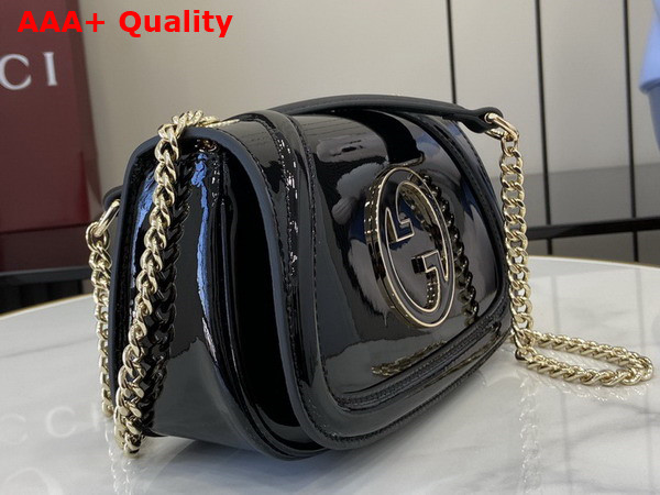 Gucci Blondie Mini Shoulder Bag in Black Patent Leather 815711 Replica