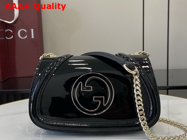 Gucci Blondie Mini Shoulder Bag in Black Patent Leather 815711 Replica