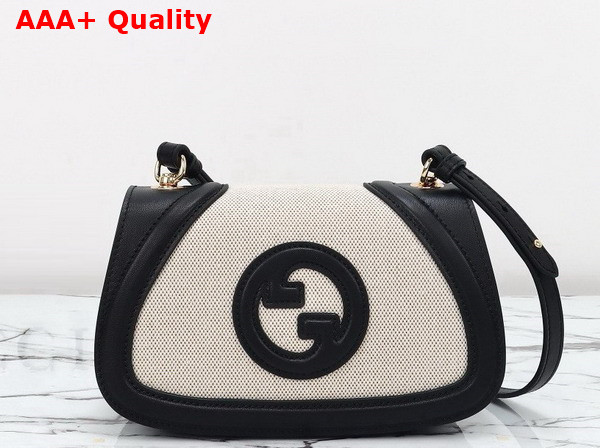 Gucci Blondie Mini Shoulder Bag in Natural Canvas and Black Leather Trim 815700 Replica