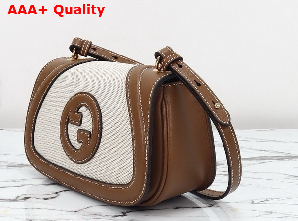 Gucci Blondie Mini Shoulder Bag in Natural Canvas and Brown Leather Trim 815700 Replica