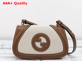 Gucci Blondie Mini Shoulder Bag in Natural Canvas and Brown Leather Trim 815700 Replica