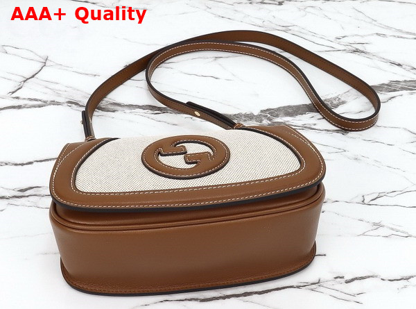 Gucci Blondie Mini Shoulder Bag in Natural Canvas and Brown Leather Trim 815700 Replica