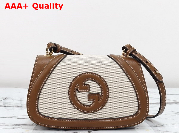 Gucci Blondie Mini Shoulder Bag in Natural Canvas and Brown Leather Trim 815700 Replica