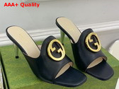 Gucci Blondie Slide Sandal in Black Leather 723391 Replica