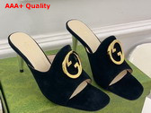 Gucci Blondie Slide Sandal in Black Suede 723391 Replica