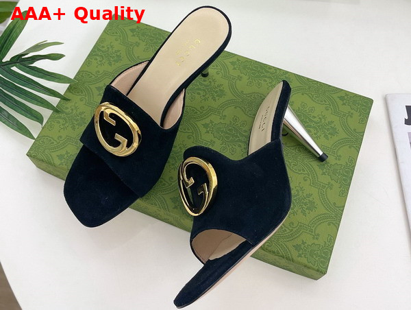 Gucci Blondie Slide Sandal in Black Suede 723391 Replica