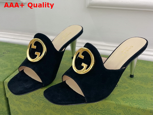 Gucci Blondie Slide Sandal in Black Suede 723391 Replica