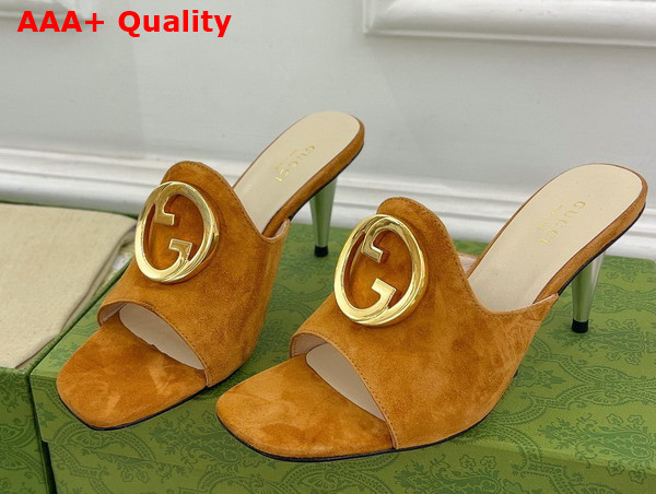 Gucci Blondie Slide Sandal in Brown Suede 723391 Replica