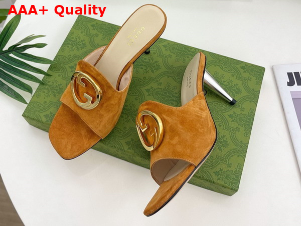 Gucci Blondie Slide Sandal in Brown Suede 723391 Replica