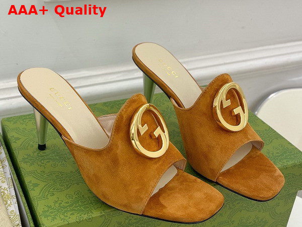 Gucci Blondie Slide Sandal in Brown Suede 723391 Replica