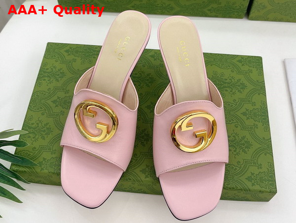 Gucci Blondie Slide Sandal in Pink Leather 723391 Replica