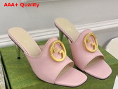 Gucci Blondie Slide Sandal in Pink Leather 723391 Replica