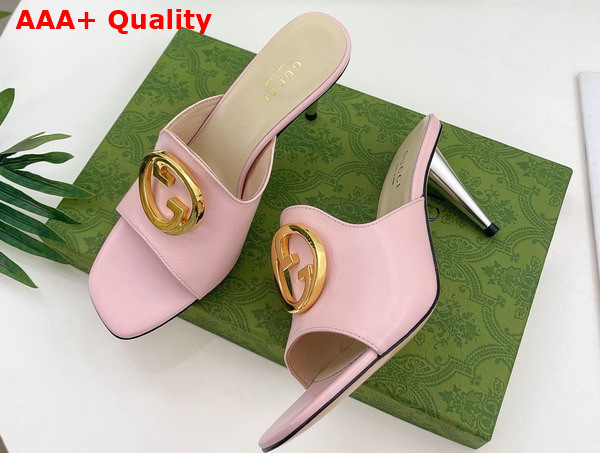 Gucci Blondie Slide Sandal in Pink Leather 723391 Replica