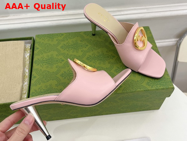 Gucci Blondie Slide Sandal in Pink Leather 723391 Replica