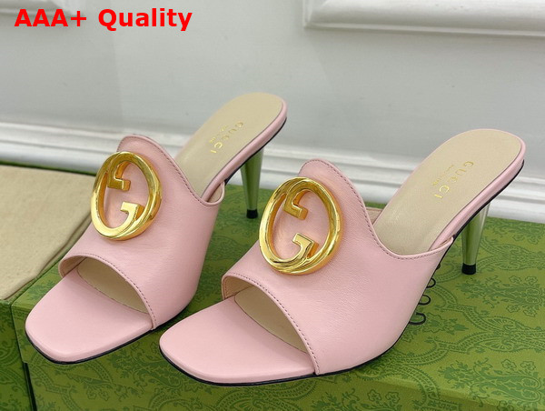 Gucci Blondie Slide Sandal in Pink Leather 723391 Replica