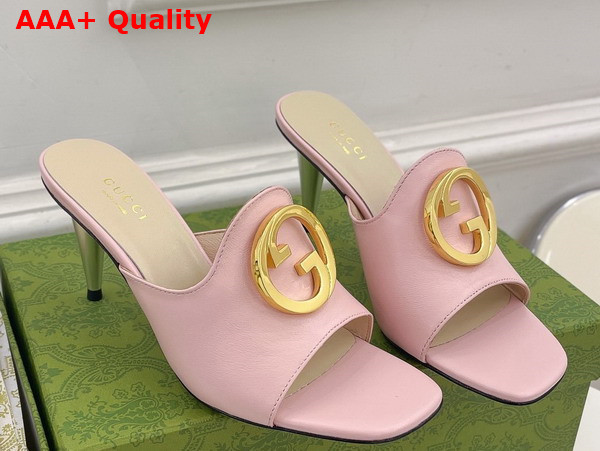 Gucci Blondie Slide Sandal in Pink Leather 723391 Replica