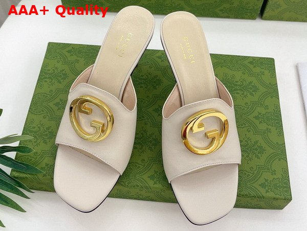 Gucci Blondie Slide Sandal in White Leather 723391 Replica