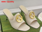 Gucci Blondie Slide Sandal in White Leather 723391 Replica