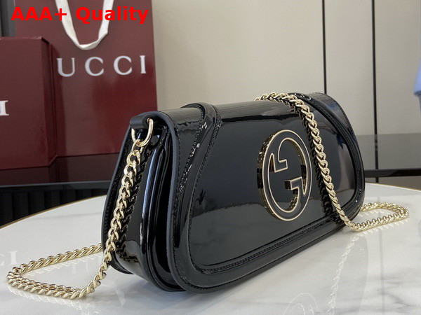 Gucci Blondie Small Shoulder Bag in Black Patent Leather 814952 Replica