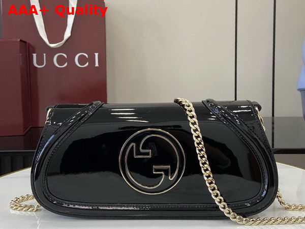 Gucci Blondie Small Shoulder Bag in Black Patent Leather 814952 Replica