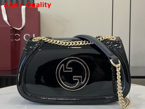 Gucci Blondie Small Shoulder Bag in Black Patent Leather 815715 Replica