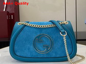 Gucci Blondie Small Shoulder Bag in Blue Suede 815715 Replica