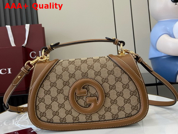 Gucci Blondie Small Top Handle Bag in Beige and Ebony Original GG Canvas 815714 Replica