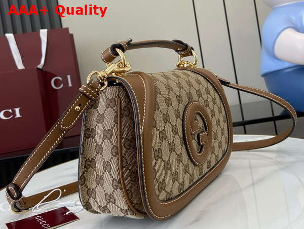 Gucci Blondie Small Top Handle Bag in Beige and Ebony Original GG Canvas 815714 Replica