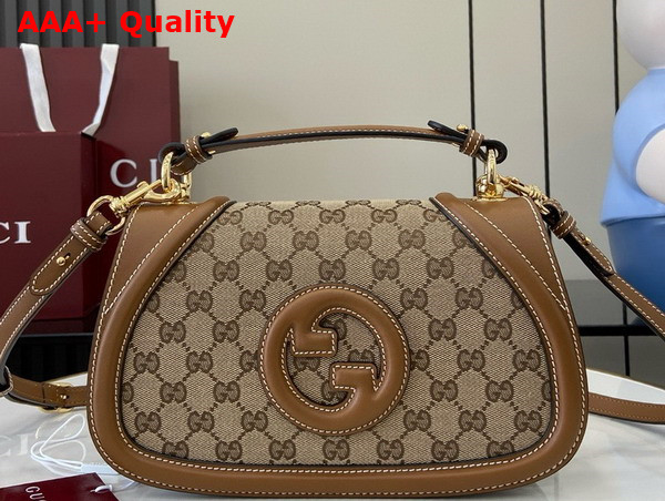 Gucci Blondie Small Top Handle Bag in Beige and Ebony Original GG Canvas 815714 Replica