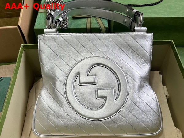 Gucci Blondie Small Tote Bag in Silver Lame Leather 751518 Replica