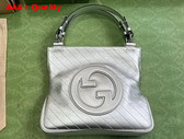 Gucci Blondie Small Tote Bag in Silver Lame Leather 751518 Replica