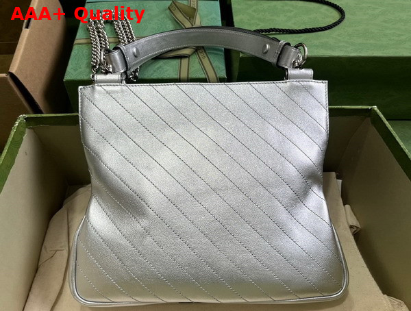 Gucci Blondie Small Tote Bag in Silver Lame Leather 751518 Replica