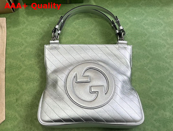 Gucci Blondie Small Tote Bag in Silver Lame Leather 751518 Replica