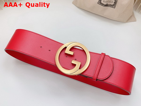 Gucci Blondie Wide Belt in Bright Red Leather 751534 Replica