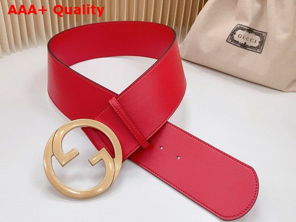 Gucci Blondie Wide Belt in Bright Red Leather 751534 Replica