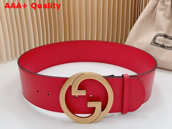 Gucci Blondie Wide Belt in Bright Red Leather 751534 Replica