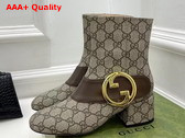 Gucci Blondie Womens Ankle Boot in Beige and Ebony GG Supreme Canvas 701706 Replica