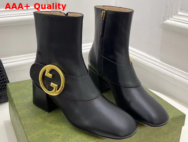 Gucci Blondie Womens Ankle Boot in Black Leather 700016 Replica