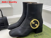 Gucci Blondie Womens Ankle Boot in Black Leather 700016 Replica