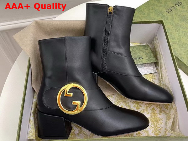 Gucci Blondie Womens Ankle Boot in Black Leather 700016 Replica