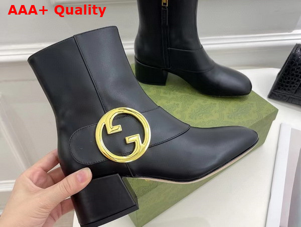 Gucci Blondie Womens Ankle Boot in Black Leather 700016 Replica